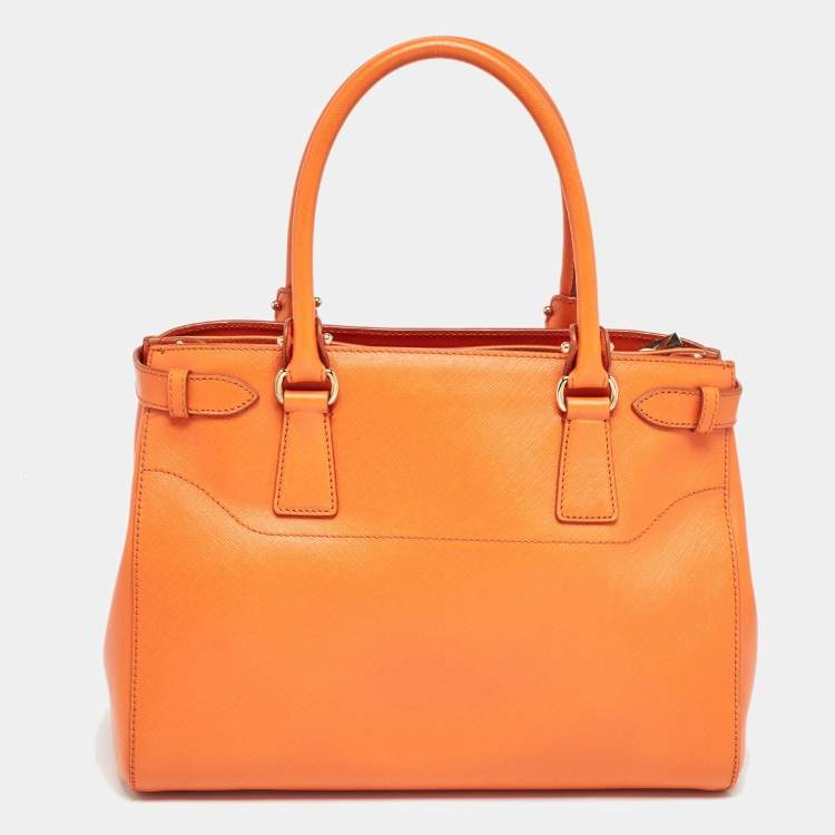 Pre Owned Salvatore Ferragamo Orange Leather Beky Tote