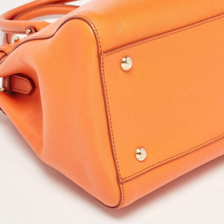 Pre Owned Salvatore Ferragamo Orange Leather Beky Tote
