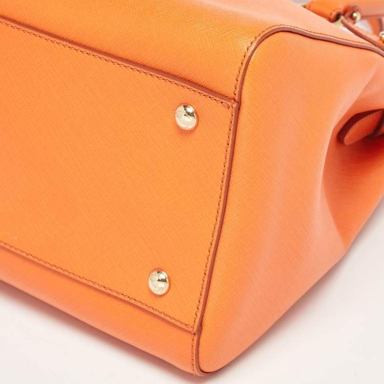 Pre Owned Salvatore Ferragamo Orange Leather Beky Tote