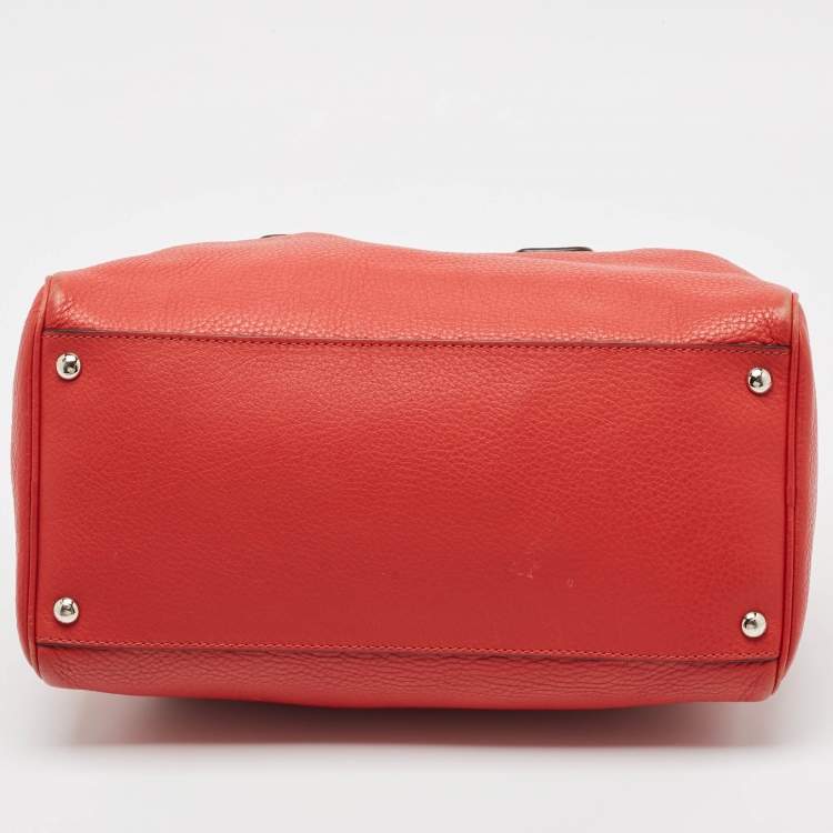 Pre Owned Salvatore Ferragamo Red Leather Isabel Boston Bag