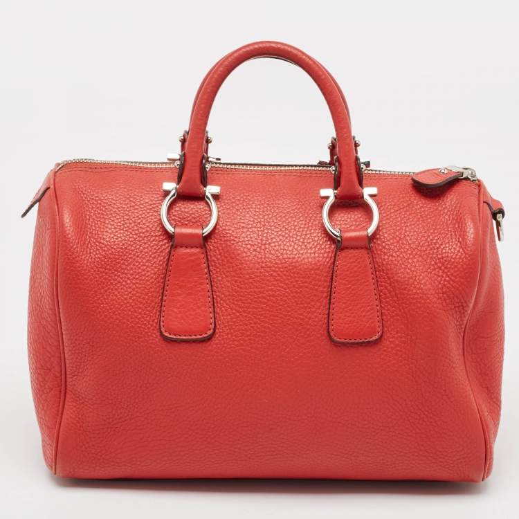 Pre Owned Salvatore Ferragamo Red Leather Isabel Boston Bag
