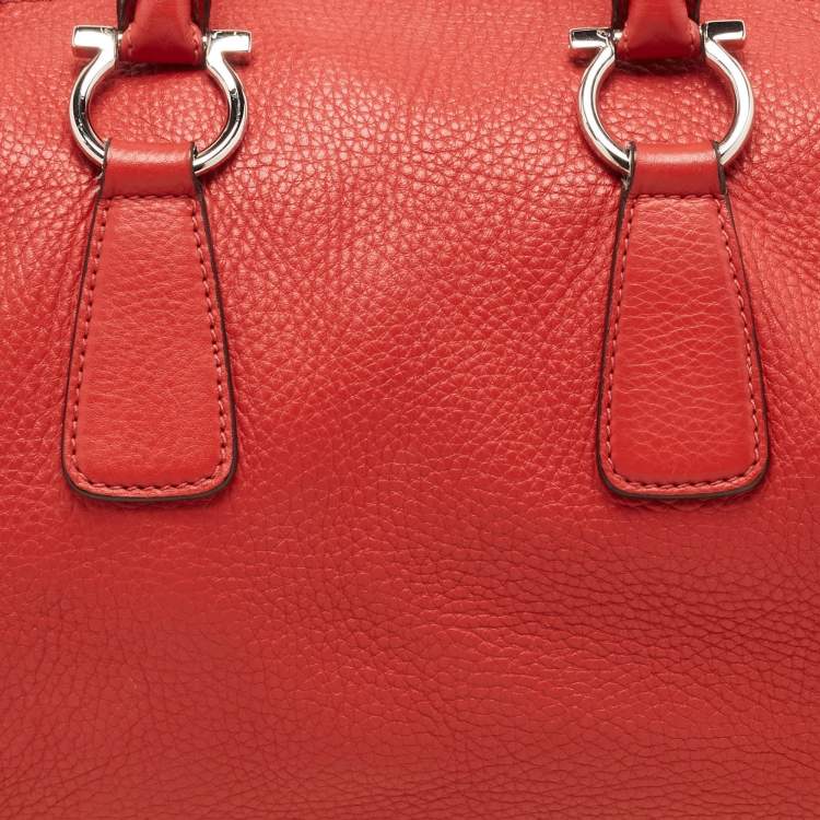 Pre Owned Salvatore Ferragamo Red Leather Isabel Boston Bag