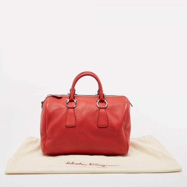Pre Owned Salvatore Ferragamo Red Leather Isabel Boston Bag