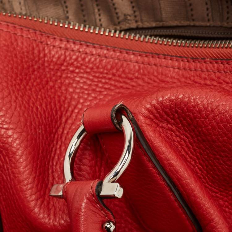 Pre Owned Salvatore Ferragamo Red Leather Isabel Boston Bag
