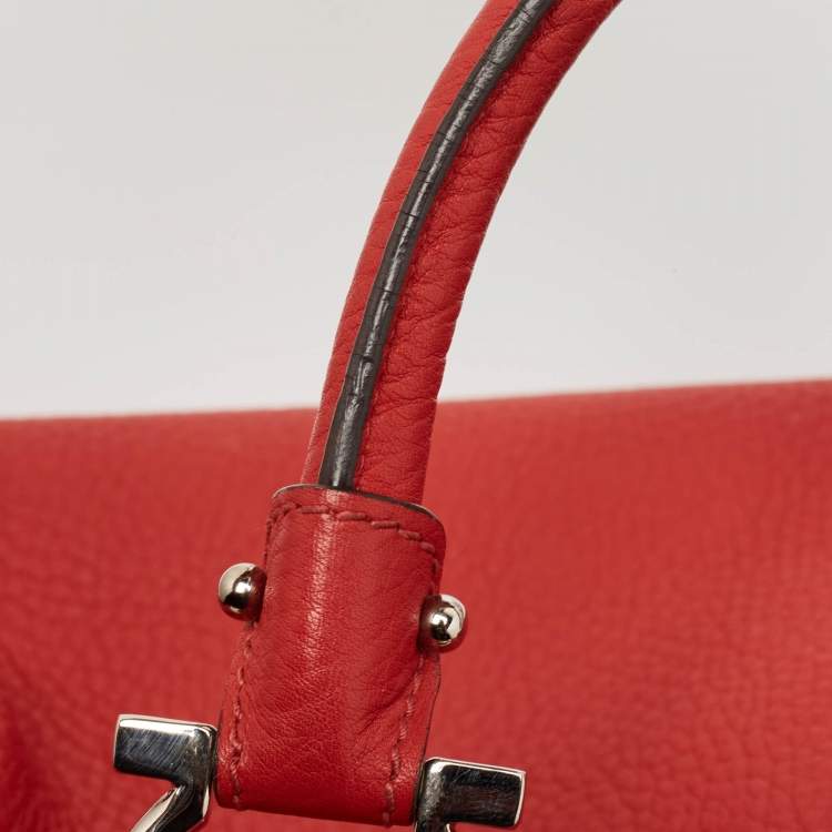 Pre Owned Salvatore Ferragamo Red Leather Isabel Boston Bag