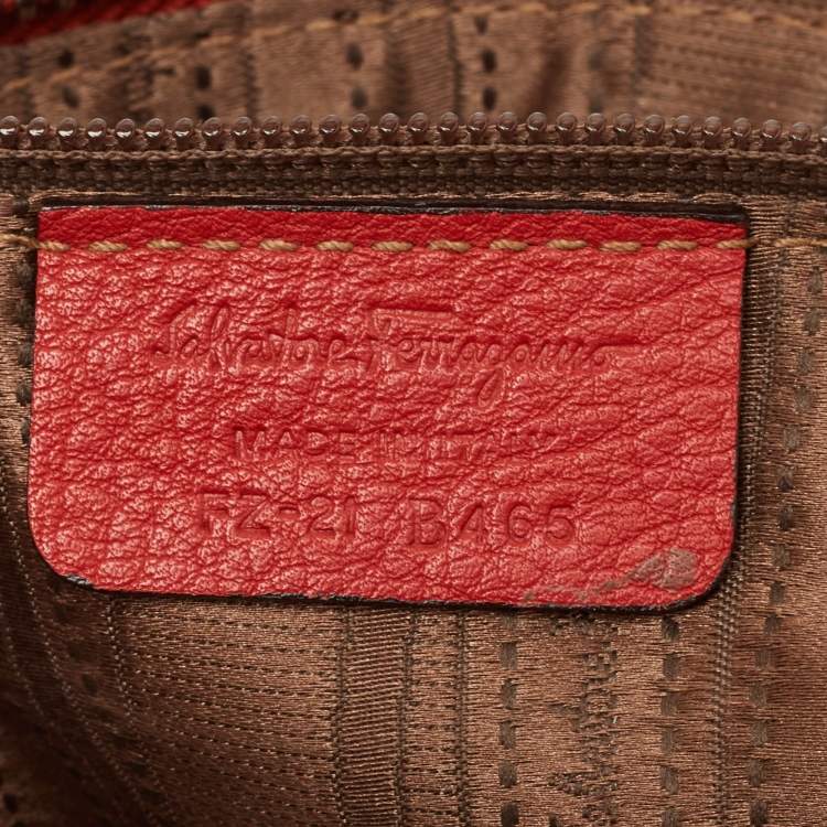 Pre Owned Salvatore Ferragamo Red Leather Isabel Boston Bag
