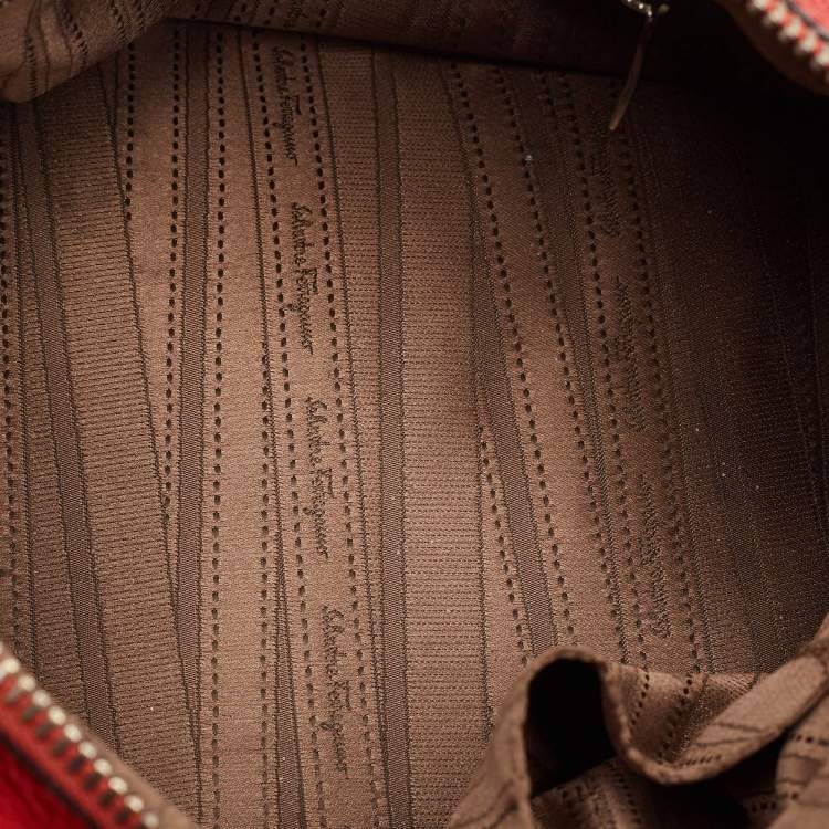 Pre Owned Salvatore Ferragamo Red Leather Isabel Boston Bag