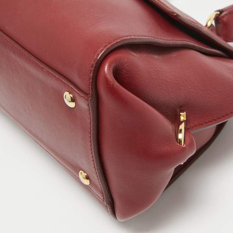 Pre Owned Salvatore Ferragamo Burgundy Leather Small Sofia Top Handle Bag