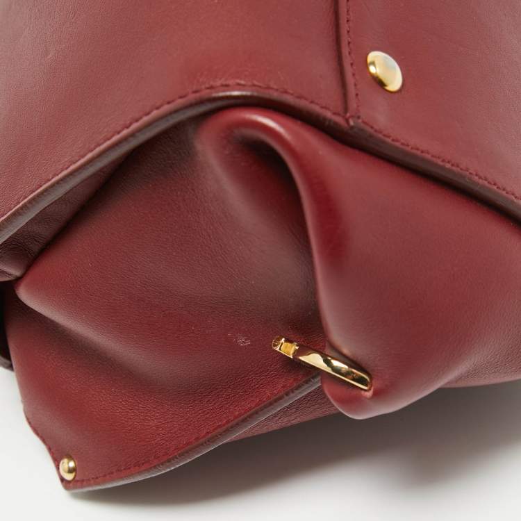 Pre Owned Salvatore Ferragamo Burgundy Leather Small Sofia Top Handle Bag