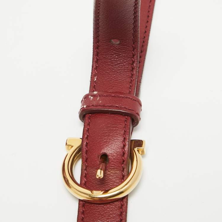 Pre Owned Salvatore Ferragamo Burgundy Leather Small Sofia Top Handle Bag