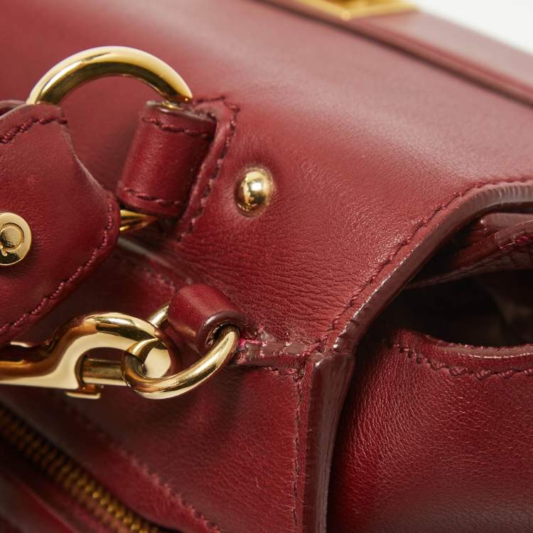 Pre Owned Salvatore Ferragamo Burgundy Leather Small Sofia Top Handle Bag