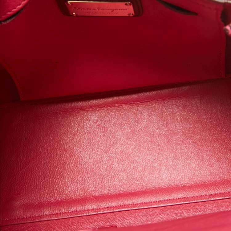 Pre Owned Salvatore Ferragamo Burgundy Leather Small Sofia Top Handle Bag