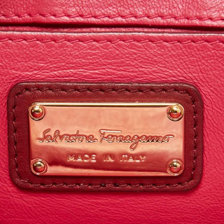 Pre Owned Salvatore Ferragamo Burgundy Leather Small Sofia Top Handle Bag