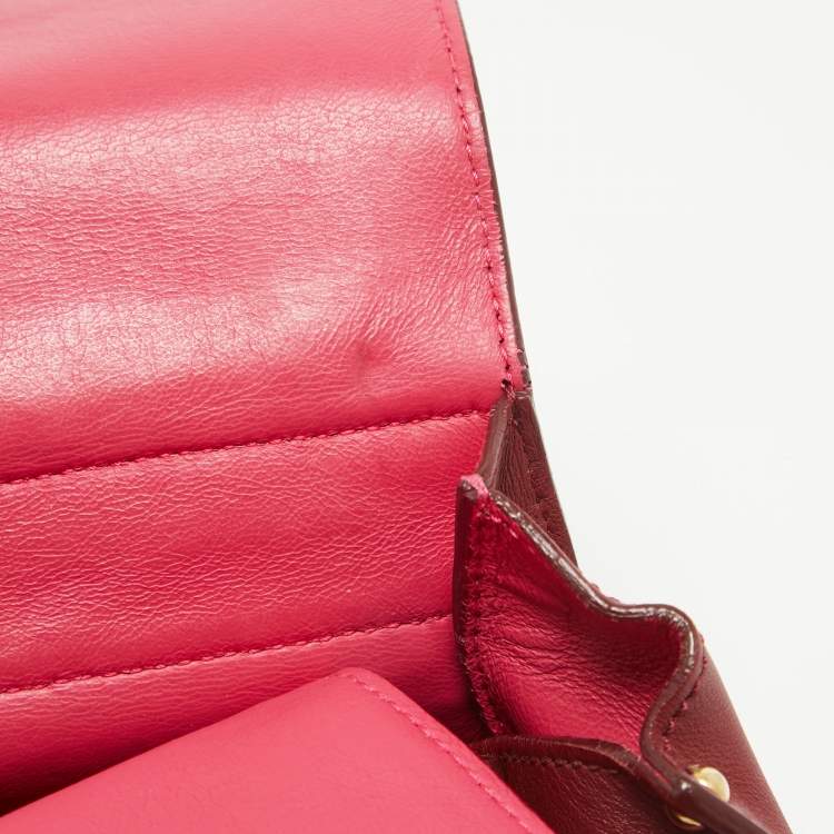 Pre Owned Salvatore Ferragamo Burgundy Leather Small Sofia Top Handle Bag