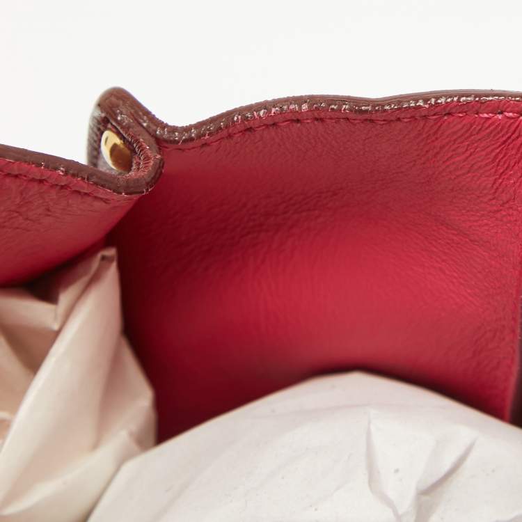 Pre Owned Salvatore Ferragamo Burgundy Leather Small Sofia Top Handle Bag
