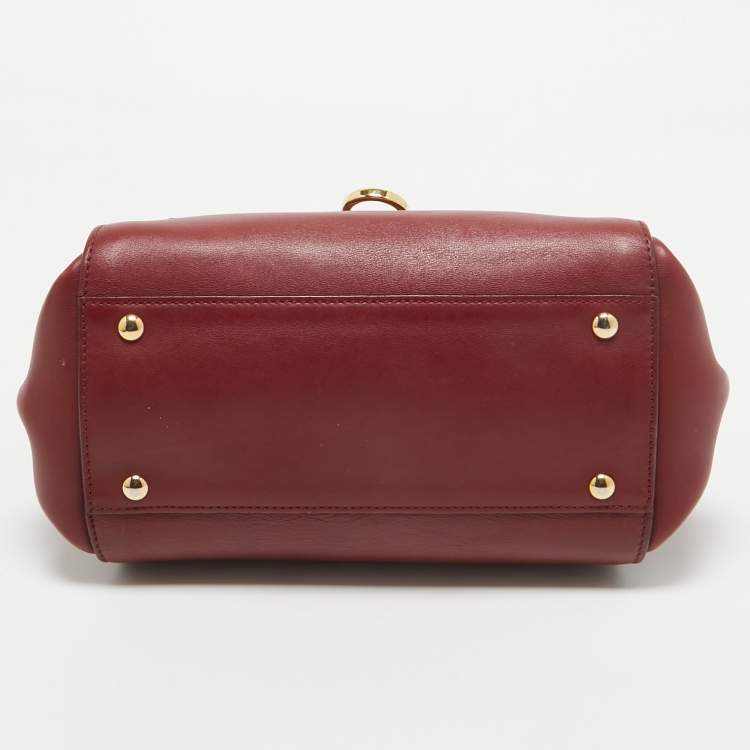Pre Owned Salvatore Ferragamo Burgundy Leather Small Sofia Top Handle Bag