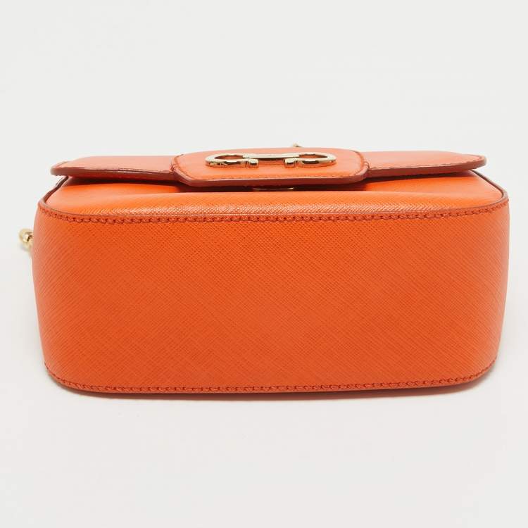 Pre Owned Salvatore Ferragamo Orange Leather Paris Crossbody Bag