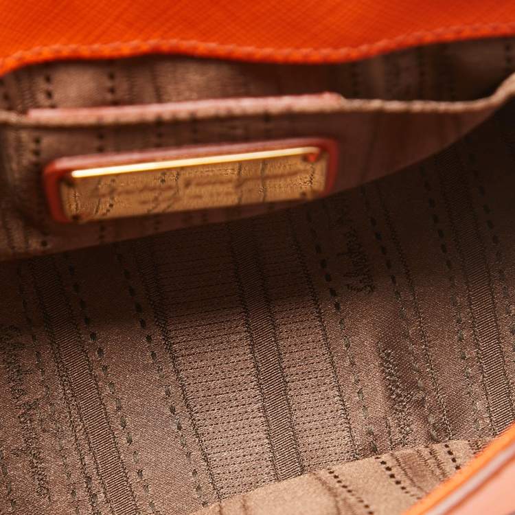 Pre Owned Salvatore Ferragamo Orange Leather Paris Crossbody Bag