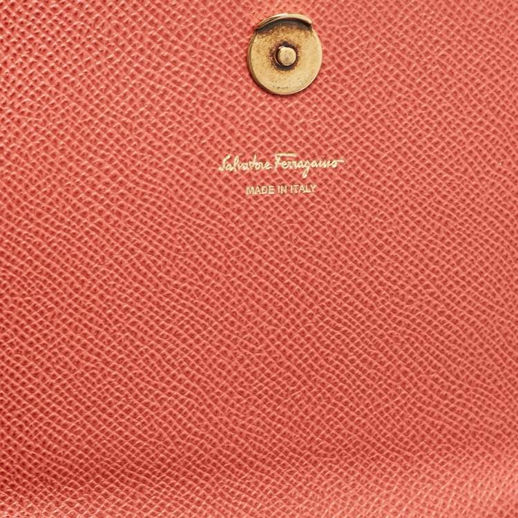Pre Owned Salvatore Ferragamo Brick Red Leather Mini Gancini Top Handle Bag