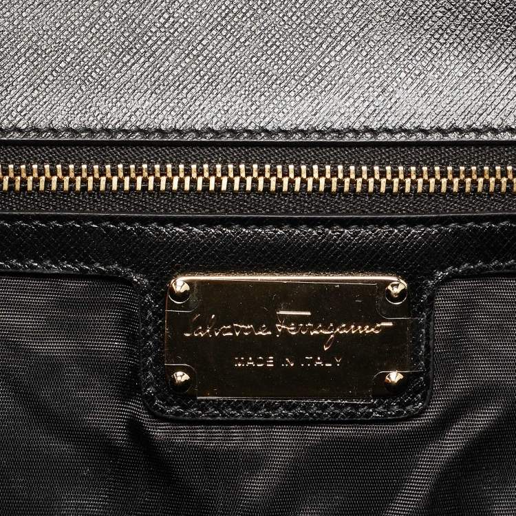Pre Owned Salvatore Ferragamo Red/Black Leather Miss Vara Chain Shoulder Bag
