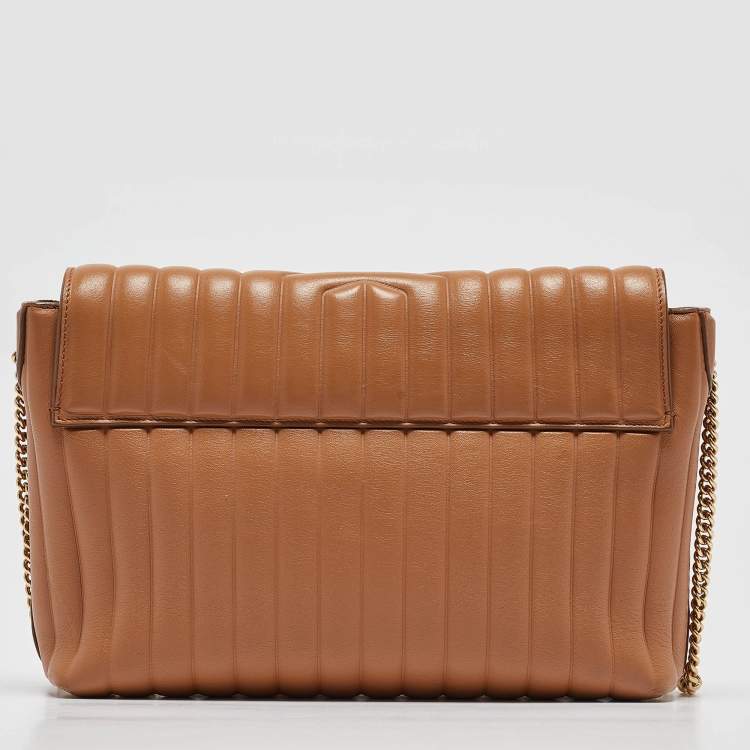 Pre Owned Salvatore Ferragamo Tan Quilt Leather Shoulder Bag