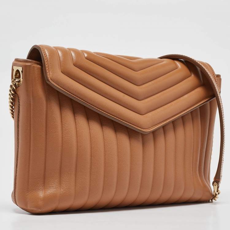 Pre Owned Salvatore Ferragamo Tan Quilt Leather Shoulder Bag