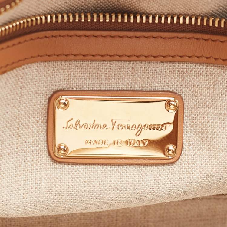 Pre Owned Salvatore Ferragamo Tan Quilt Leather Shoulder Bag