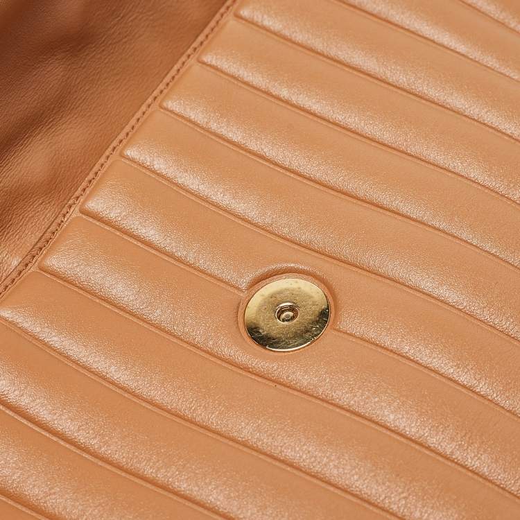 Pre Owned Salvatore Ferragamo Tan Quilt Leather Shoulder Bag