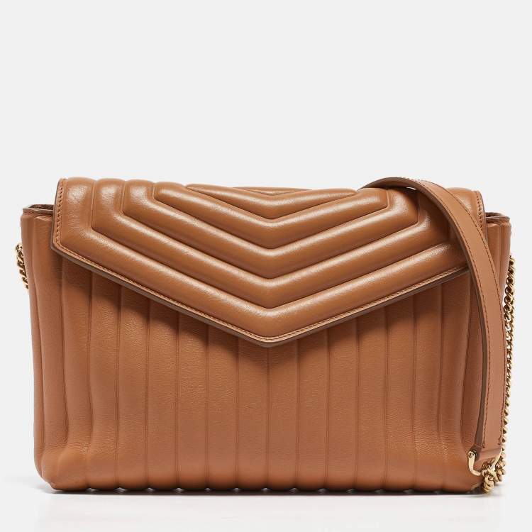 Pre Owned Salvatore Ferragamo Tan Quilt Leather Shoulder Bag