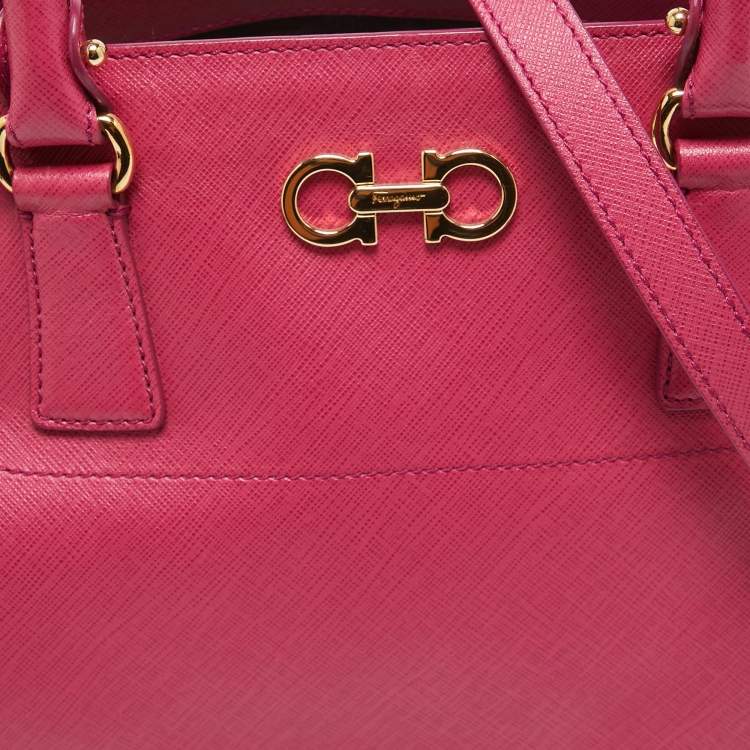 Pre Owned Salvatore Ferragamo Fuchsia Leather Beky Tote