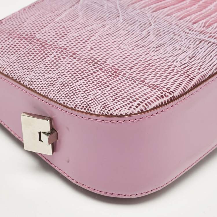 Pre Owned Salvatore Ferragamo Lilac Lizard Embossed Leather Shoulder Bag