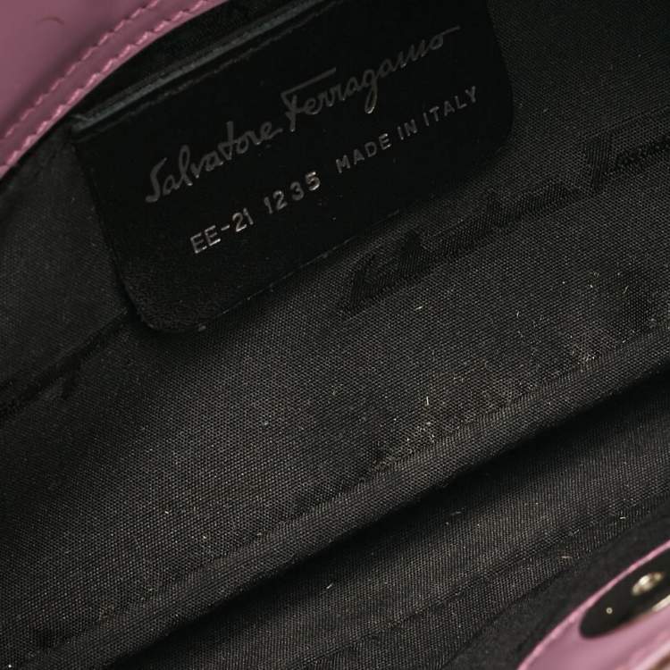 Pre Owned Salvatore Ferragamo Lilac Lizard Embossed Leather Shoulder Bag