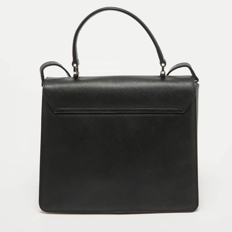 Pre Owned Salvatore Ferragamo Black Leather Kelly Top Handle Bag