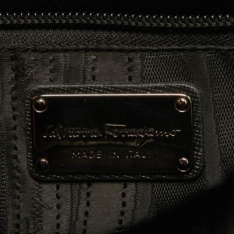 Pre Owned Salvatore Ferragamo Black Leather Kelly Top Handle Bag