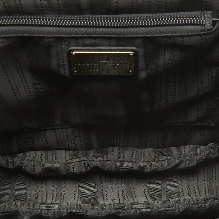 Pre Owned Salvatore Ferragamo Black Leather Kelly Top Handle Bag