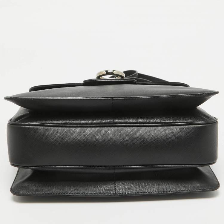 Pre Owned Salvatore Ferragamo Black Leather Kelly Top Handle Bag
