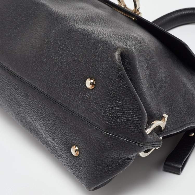 مملوكة مس�بقًا Salvatore Ferragamo Black Leather Sofia Top Handle Bag