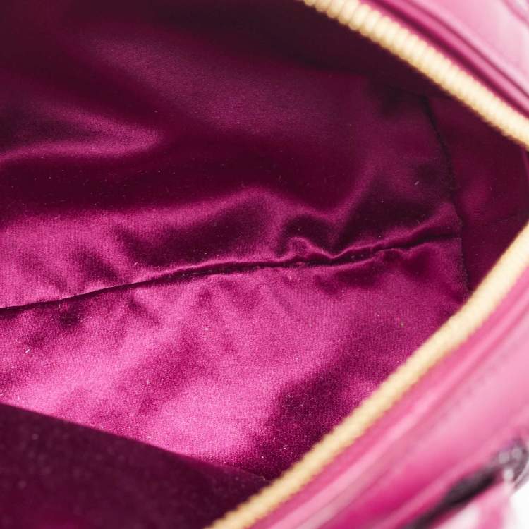 Pre Owned Salvatore Ferragamo Burgundy Sequins and Leather Fiamma Satchel