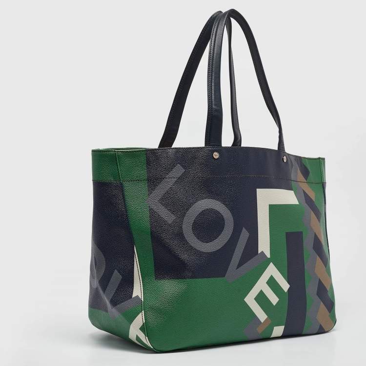 مملوكة مسبقًا Salvatore Ferragamo Multicolor Printed Leather Shopper Tote