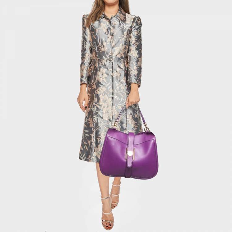 Pre Owned Salvatore Ferragamo Purple Leather Enny Hobo