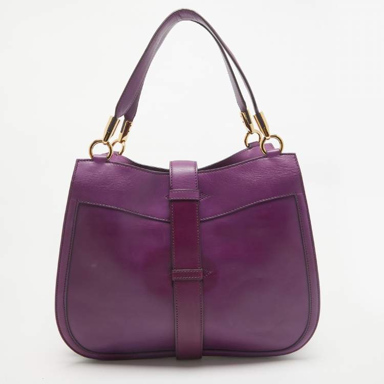 Pre Owned Salvatore Ferragamo Purple Leather Enny Hobo