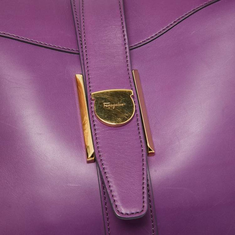 Pre Owned Salvatore Ferragamo Purple Leather Enny Hobo