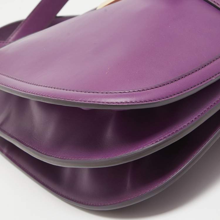 Pre Owned Salvatore Ferragamo Purple Leather Enny Hobo
