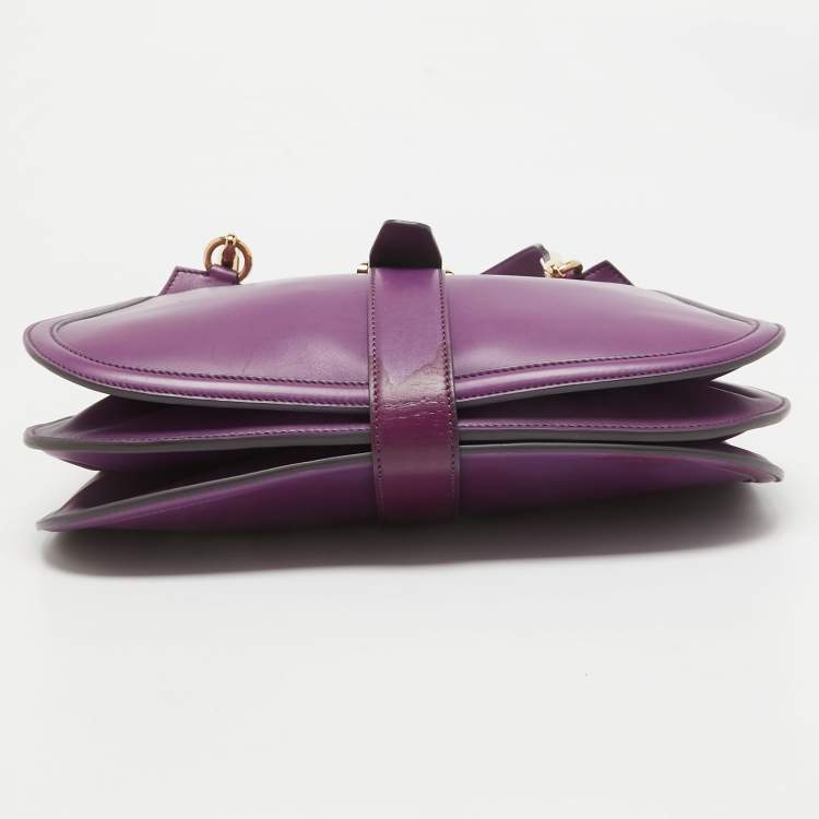 Pre Owned Salvatore Ferragamo Purple Leather Enny Hobo