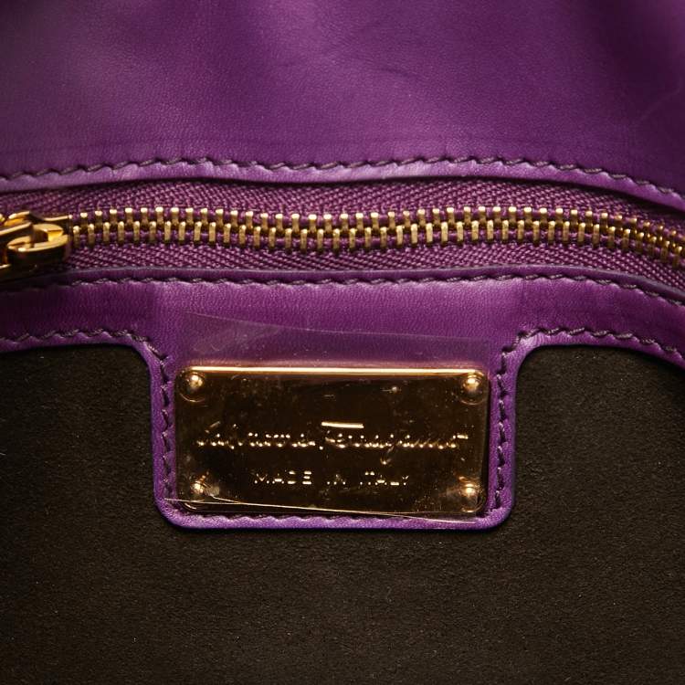 Pre Owned Salvatore Ferragamo Purple Leather Enny Hobo