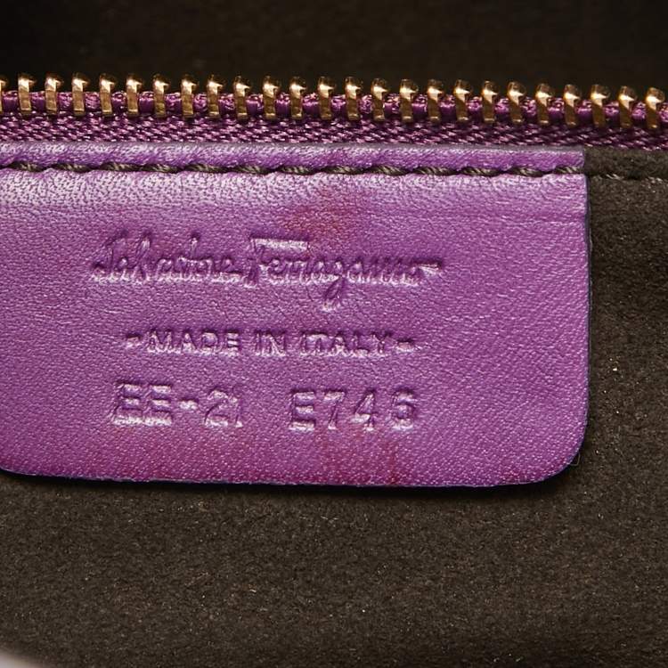 Pre Owned Salvatore Ferragamo Purple Leather Enny Hobo