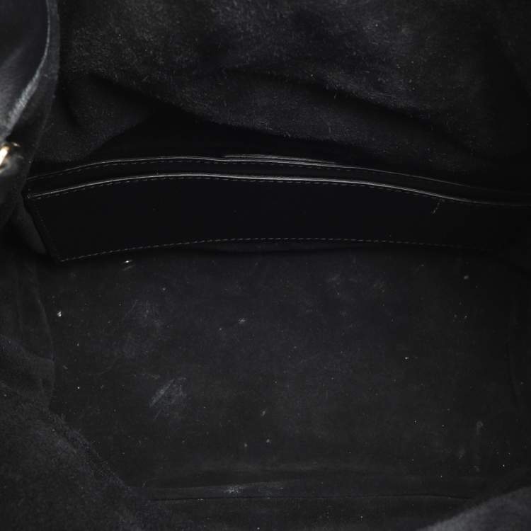 Pre Owned Salvatore Ferragamo Black Leather Gancio Stud Bucket bag