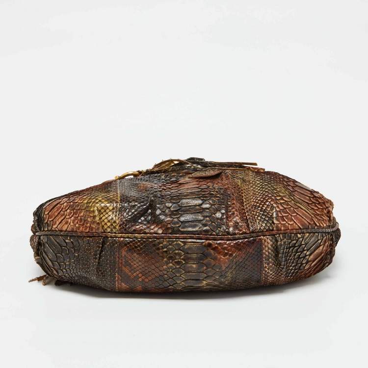 Pre Owned Salvatore Ferragamo Brown Python Leather Hobo