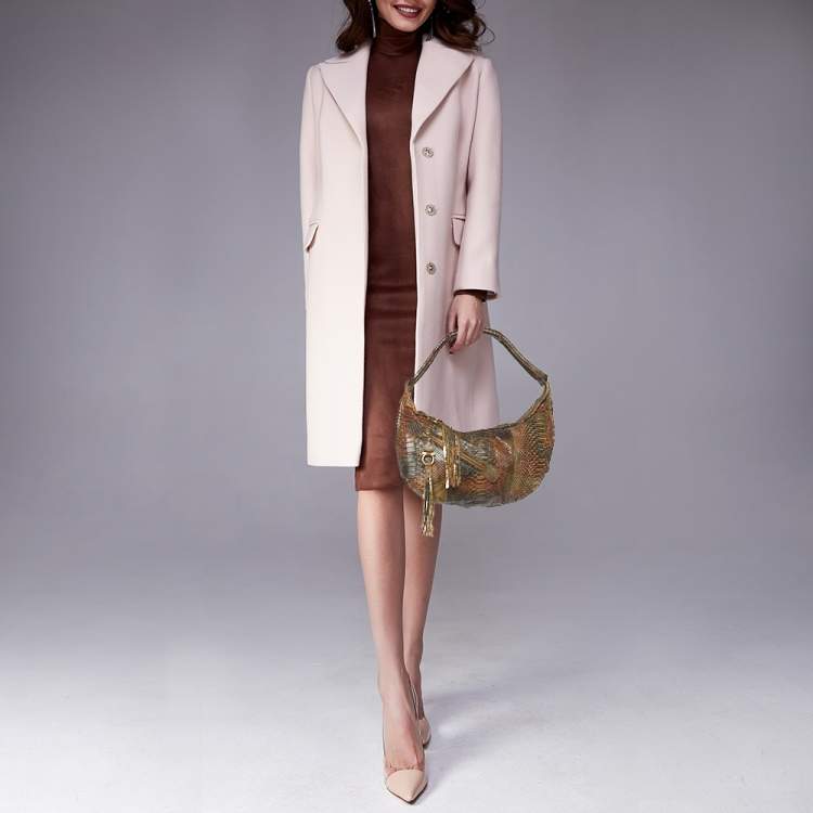 Pre Owned Salvatore Ferragamo Brown Python Leather Hobo