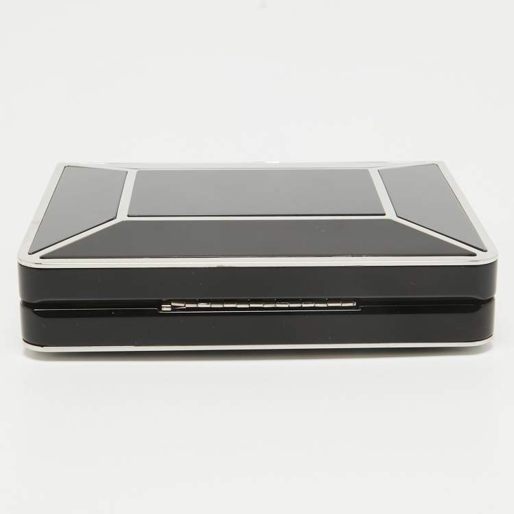 Pre Owned Salvatore Ferragamo Black Metal Plexiglass Dolly Box Clutch